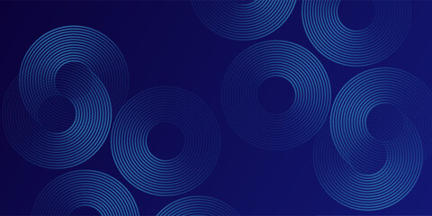 Modern glowing geometric lines on dark background. Elegant shiny blue rounded lines pattern art modern design