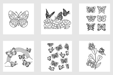 set of floral design elements