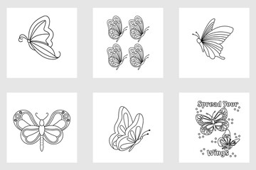set of hand drawn butterfly