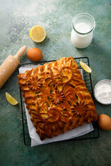 Traditional sweet pie with lemon filling