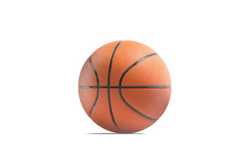 Fototapeta premium Blank rubber basketball ball mockup, transparent background, png, 3d rendering. Empty playing textured sphere for competitive mock up, isolated. Clear orange ruber bal for basket, cut out.