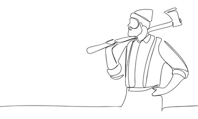 Lumberjack with Axe Continuous Line Art
