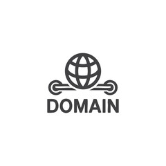 Domain Registration Globe Icon for Website URL, Internet Address, Web Hosting, Online Branding, SEO and Digital Business Concept Design

