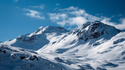 Snow-Covered Mountains and Clear Blue Sky - Nature Conservation Theme