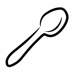 Spoon Illustration in Black Outline Style for Kitchen Design