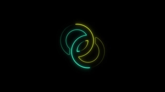 Interlocking Circles Neon Outline abstract symbol