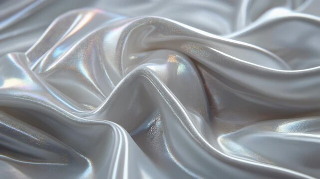 Elegant white satin fabric with iridescent sheen, perfect for stylish design projects and fashion backgrounds