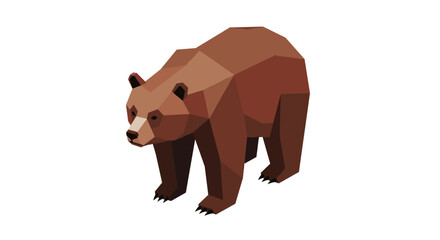 Naklejka premium Geometric low poly bear in minimalist style on white background