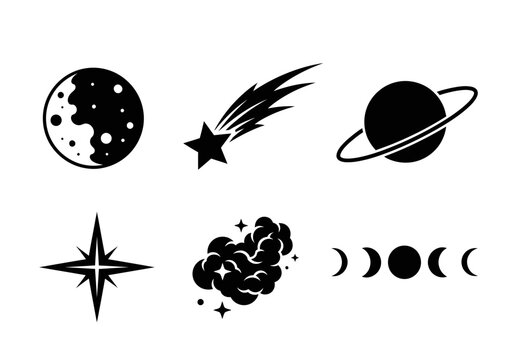 set of vector elements of astrological and celestial objects