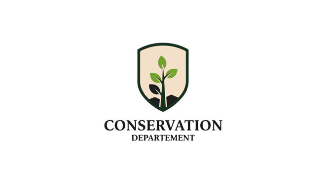 Nature Conservation Community Logo – Tree Planting, Eco Green Movement, Environmental Care Emblem