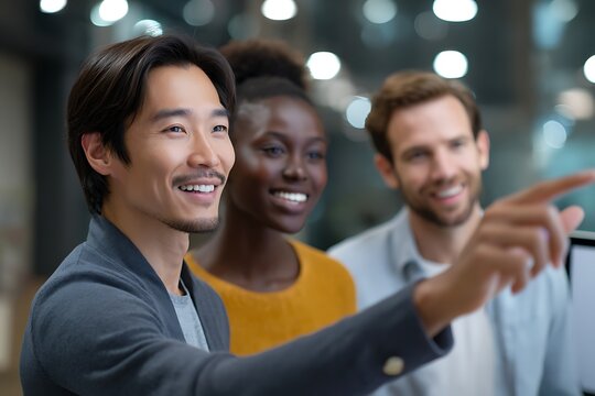 Multicultural business group working together in a modern office environment