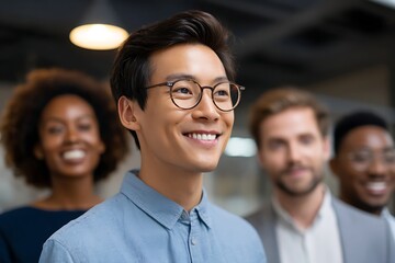 Multicultural business group working together in a modern office environment