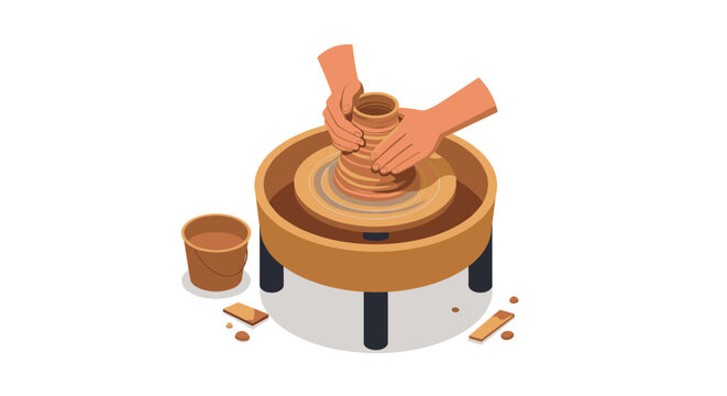 Crafting pottery on a wheel