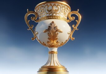 Ornate Golden and White Victory Trophy