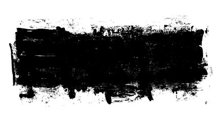 Black roller texture isolated on white background. Ink linocut. Black Friday sale banner background. Grunge brush stroke. Hand-drawn artistic element with textured edges. Vector illustration, EPS 10.