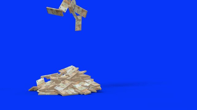 liasses de billets de cinquante euros qui tombent sur le sol - rendu 3D