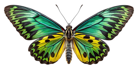 Obraz premium Vibrant green and yellow butterfly with intricate wing patterns