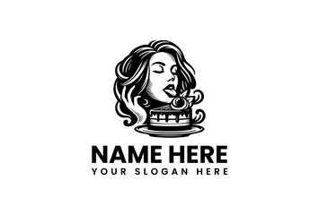 Cake Lady Elegant Vector Logo Illustration with Woman and Dessert