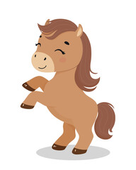 Cute smiling brown horse character. Symbol of New year 2026.