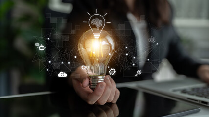 AI innovation with neural network and digital transformation. AI innovation drives automation, powers ideas, AI innovation enhances SEO, and AI innovation enables global connection. Latch