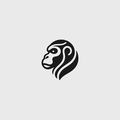 Simple ape head logo in minimal line art with bold expression.