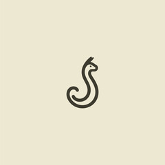 Naklejka premium Llama line style logo with simple friendly minimal stroke design.