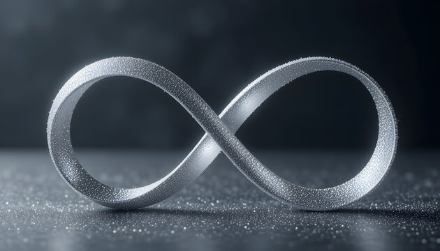 Elegant infinity loop shimmering with possibility, a symbol of endless potential and interconnectedness, perfect for modern design and technological innovation