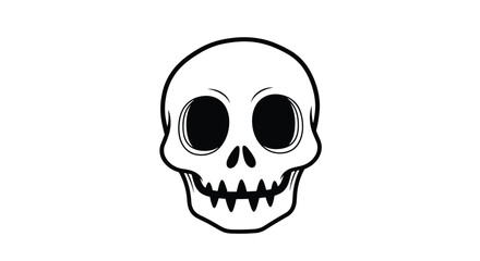Fototapeta premium Charming cartoon skull illustration with large eye sockets and a playful grin, perfect for halloween designs or spooky themed graphics.