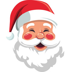 Joyful Santa Claus Face With Red Hat White Beard Rosy Cheeks And Sparkling Eyes A Festive Christmas Character With Transparent Background For Holiday Celebrations And Greeting Cards
