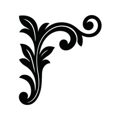 Elegant Black-on-Black Baroque Ornamental Corner Design with Subtle Glowing Outline, Featuring Intricate Floral Scrollwork. A Sophisticated Vintage Flourish Vector Ideal for Luxury Invitations