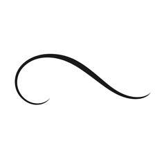 A sleek, minimalist black decorative flourish on a sophisticated dark grey gradient background, showcasing an elegant flowing curved line with subtle shadow, perfect for modern abstract design element