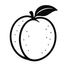 Minimalist Black & Grey Peach Icon with Leaf & Dotted Texture on a Dark Gradient Background, Perfect for Modern UI, App Design, Vector Art, Digital Graphics, & Fruit-Themed Concepts. Clean, Sleek