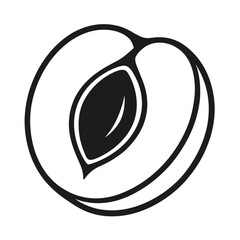 Dark Grey Minimalist Peach Half Icon with Pit Illustration - Abstract Fruit Design in Subtle Embossed Style for Modern Logos, UI Elements, and Digital Art - Elegant, Sleek, and Sophisticated Graphic