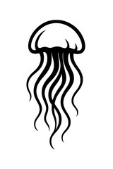Enigmatic Dark Jellyfish Silhouette Art: A Mysterious Minimalist Monochrome Depiction of an Ethereal Ocean Creature, Capturing the Graceful Yet Haunting Presence of Deep-Sea Life in Abstract Form