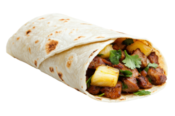 Tasty, perfectly wrapped taco,isolated on white background