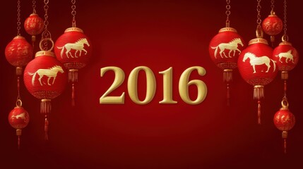 Festive Lanterns and Golden Text for Lunar New Year Celebration