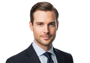 A professional headshot of a man in a suit and tie, blue, business suit, businessman, man, portrait, pose, smile, suit, tie, wear 