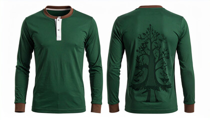 Rooted Identity Shirt: A Nature-Fused Garment Featuring Earthy Tones and Intricate Tree Design, Captured in Dual View for Artistic Expression, Outdoor Spirit, and Eco-Inspired Fashion