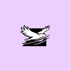 A powerful flying eagle forming a unique letter monogram logo. Ideal for security brands, sports teams, patriotic projects, aviation companies, and strong identity design concepts.