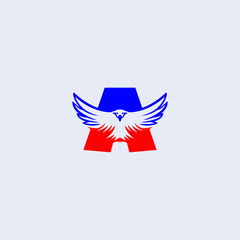 A fierce flying eagle forming a bold letter monogram logo, designed with dynamic wings and an angry expression. Ideal for sports teams, security brands, aviation, and powerful identity visuals.