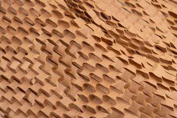 Eco frendly brown package paper texture background. Corrugated paper top view background. Corrugated paper texture for packaging. Brown paper for packaging.