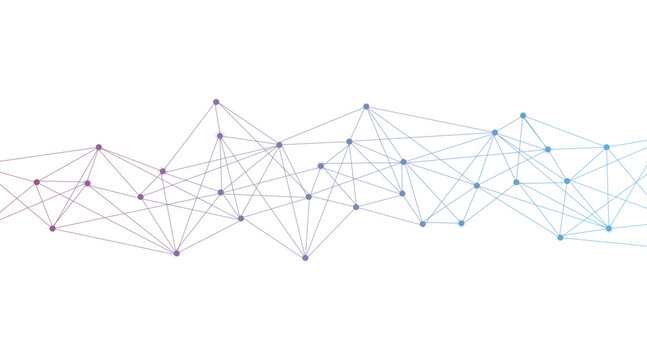 Abstract tech network connection dots. Digital technology and big data analysis background. White background with plexus lines. Geometric background with abstract mesh