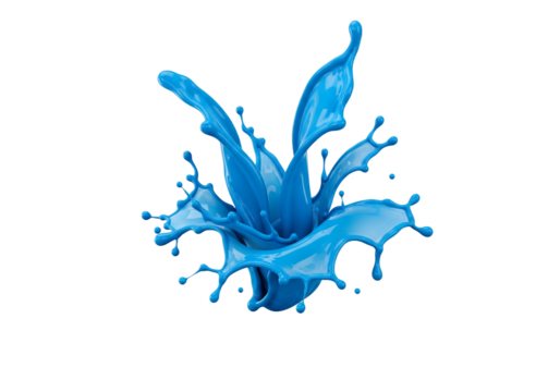 Dynamic splash of vibrant blue liquid, a modern burst of color perfect for abstract designs and creative projects, conveying energy and artistic flair, studio shot