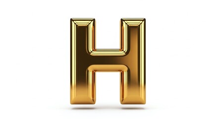 Elegant golden letter H shines on a white background, perfect for branding, logos, and luxurious designs that need a touch of sophistication and class