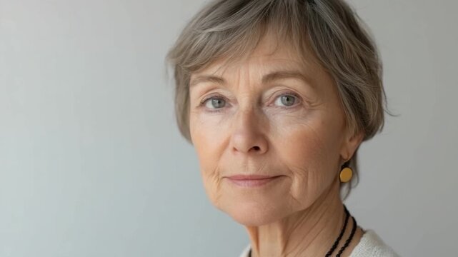 This footage showcases an older woman in a peaceful expression. It represents tranquility and grace. Ideal for projects focused on aging and wisdom. Generative AI