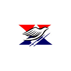 A soaring eagle rising upward and forming a unique letter monogram logo. Ideal for aviation brands, security firms, sports teams, and strong identity designs with dynamic upward motion.