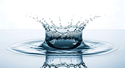 Water droplet collision creates a crown shaped splash on a smooth surface