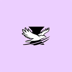 A powerful flying eagle forming a unique letter monogram logo. Ideal for security brands, sports teams, patriotic projects, aviation companies, and strong identity design concepts.