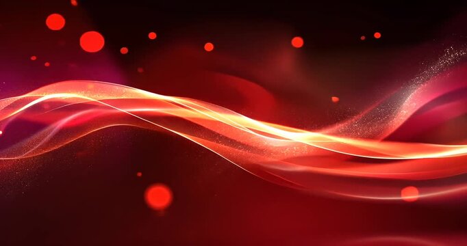 Abstract red waves with glowing particles creating a dynamic background for digital art