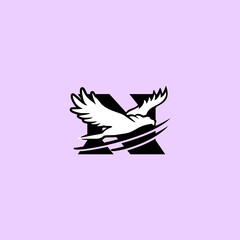 A powerful flying eagle forming a unique letter monogram logo. Ideal for security brands, sports teams, patriotic projects, aviation companies, and strong identity design concepts.